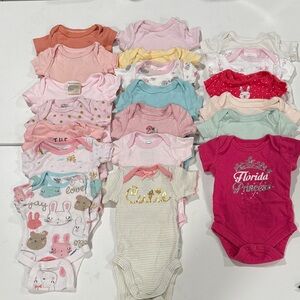 20 Assorted Colorful Baby Onesies Set newborn